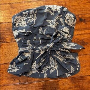 White House Black Market Navy Strapless Top